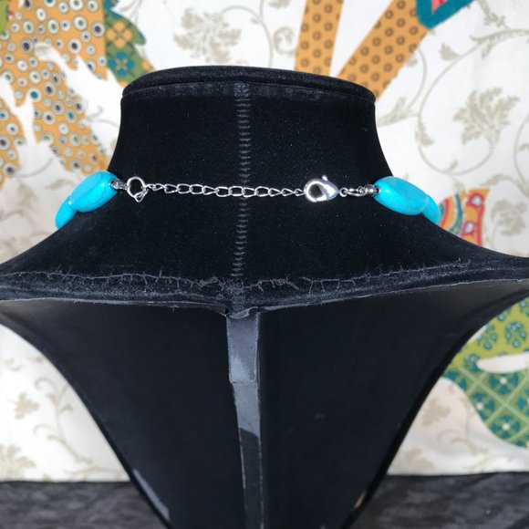 2 Necklace Lot Turquoise Dyed Howlite Chunky Beads Statement Jewelry Pair Set - Picture 6 of 8